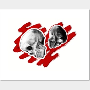 Two skulls - one love Posters and Art